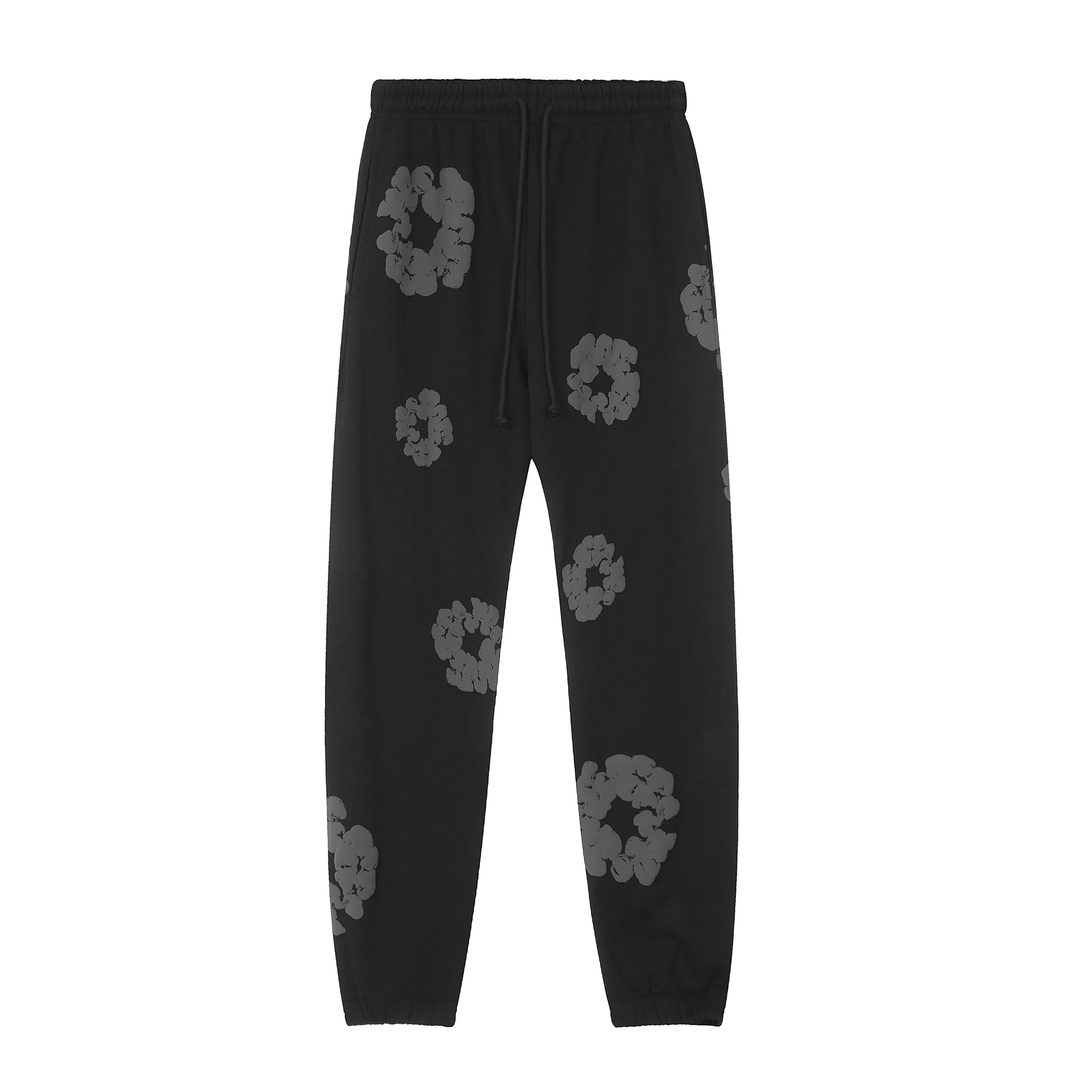 D105# P190 Denim Tears Kapok 400g heavy 100% cotton sweatpants trousers color: black Size: S M L XL